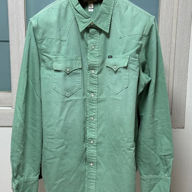 폴로 랄프 로렌 클래식핏 데님 웨스턴 셔츠: 그린 / L