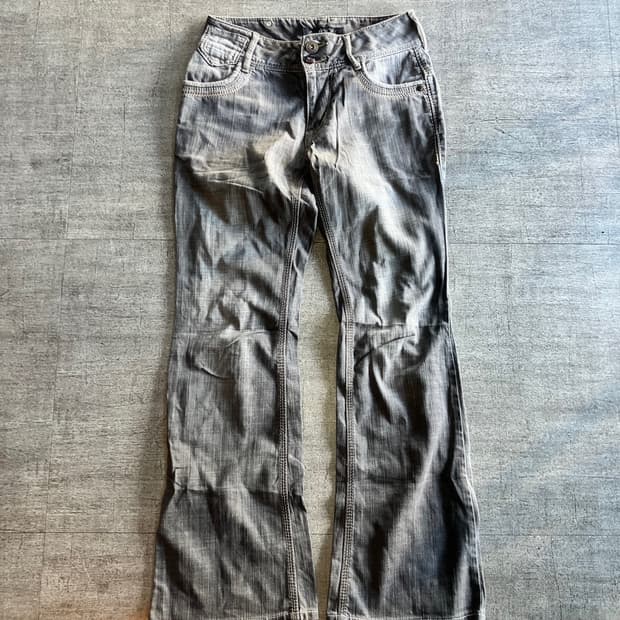 일본빈티지 Earron 핀터깔y2k 보헤미안 워시드 부츠컷팬츠