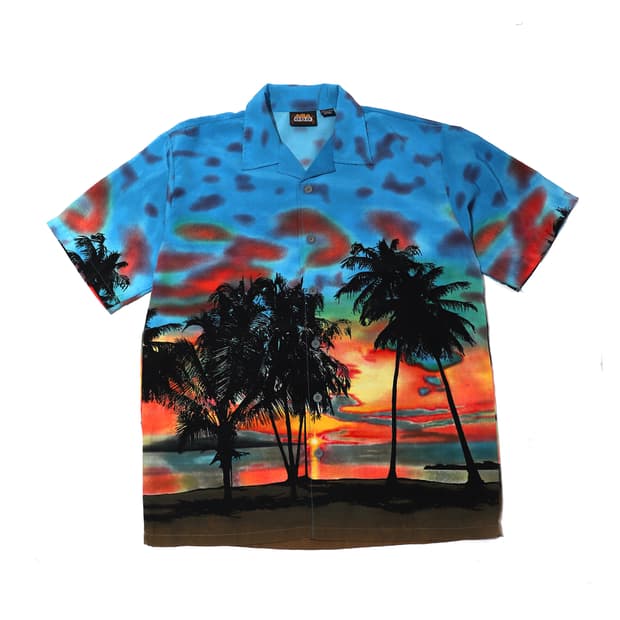 ODO 석양 프린팅 하와이안 셔츠 size L