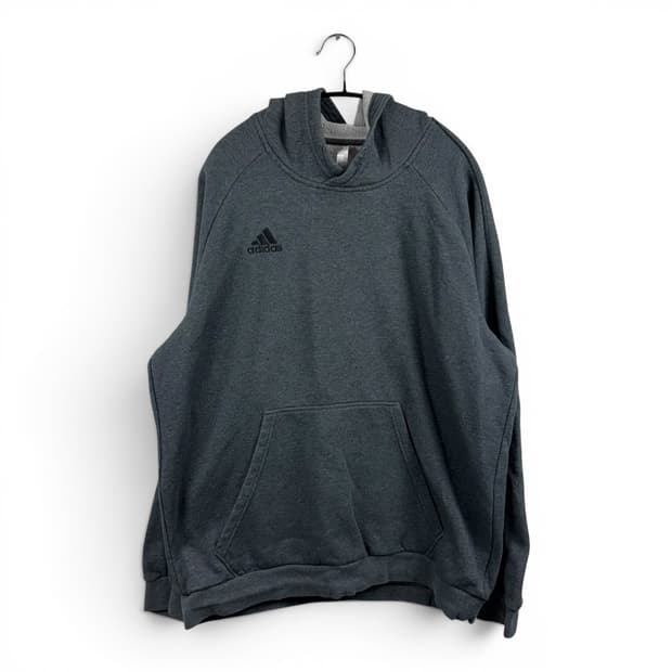 (XL) 아디다스 자수로고 후드 티 차콜