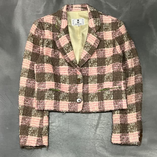  발렌티노 올리버 체크 트위드 자켓 y15793