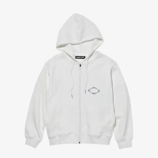 미스치프 패널드 와플 후드집업 화이트