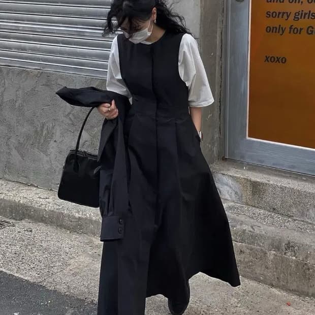 트리밍버드 탈부착 트렌치코트 + 원피스 단종템