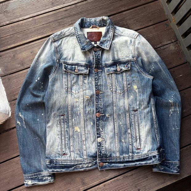 Armani Jeans 아르마니 진스 빈티지 디스트로이드 데님 자켓  