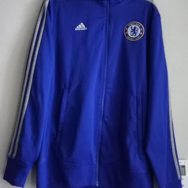 아디다스 첼시 블루 그레이 트랙탑 저지 져지집업 100/L