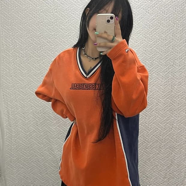 나이키 베스킷볼 90's 빈티지 오렌지 오버핏 롱슬리브 XL C06692