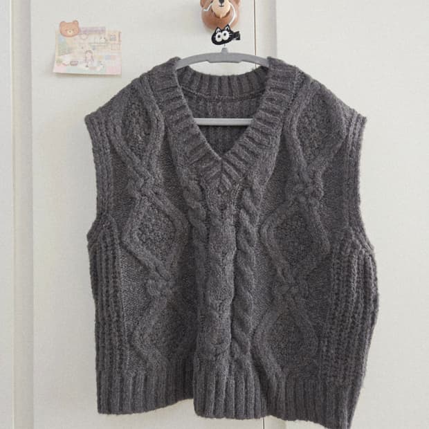 차콜 니트 조끼 베스트