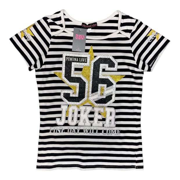 글리터 프린팅 큐빅 단가라 반팔티 키치갸루y2k