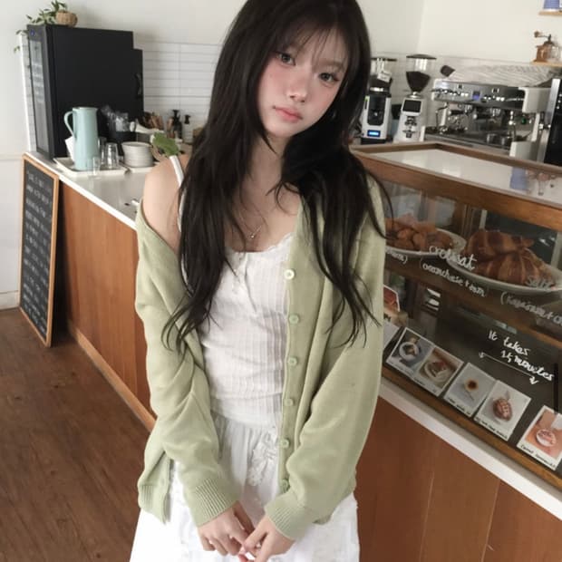 모디무드 에이블리 말차롱 데일리 하프 가디건 민트