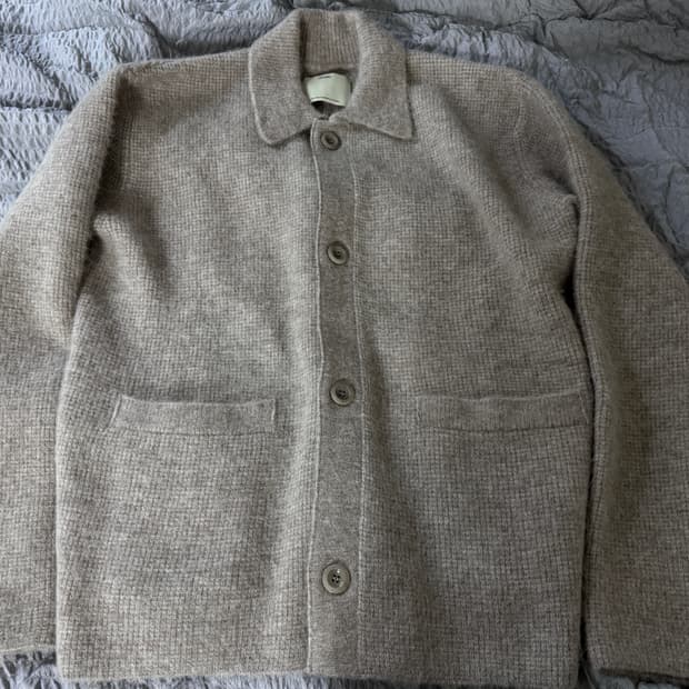 포터리 알파카 폴로 가디건 멜란지 토프 1사이즈