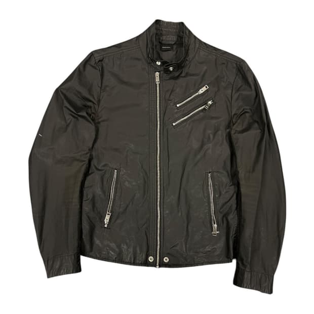 L) 디젤 블랙 코팅 코튼 바이커 자켓