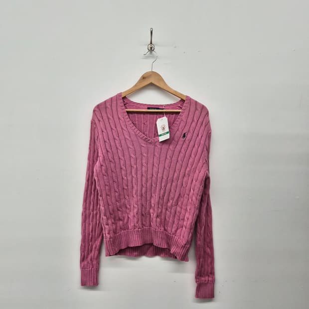 폴로 랄프로렌 핑크 브이넥 니트 여성 L