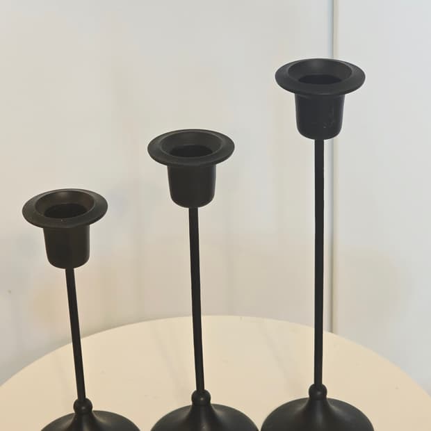 90's 이케아 빈티지 TRIAD 블랙 촛대 캔들 홀더 3개 세트