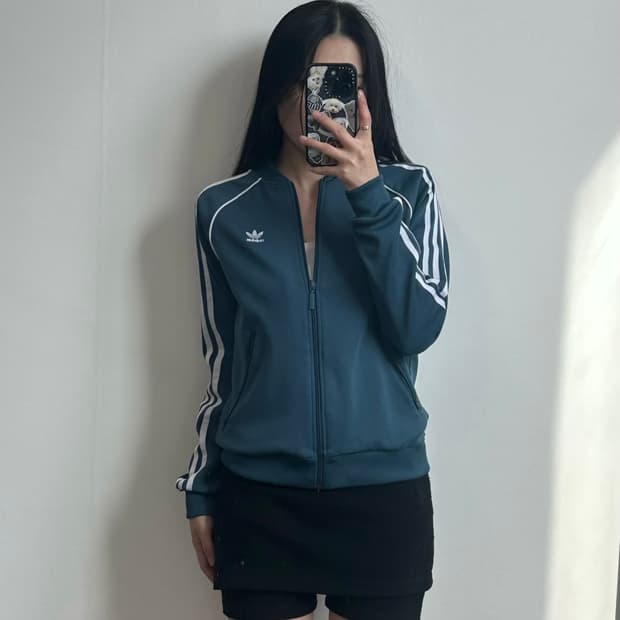 아디다스 슈퍼스타 청록 트랙탑 져지