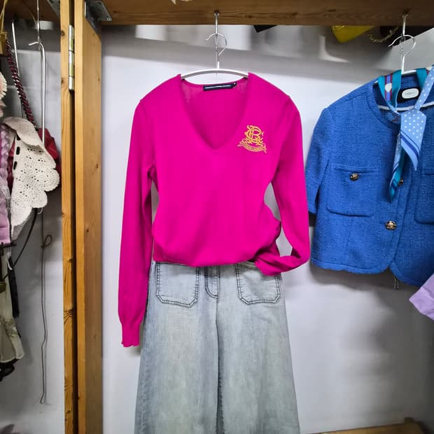 폴로랄프로렌 코튼 브이넥 니트