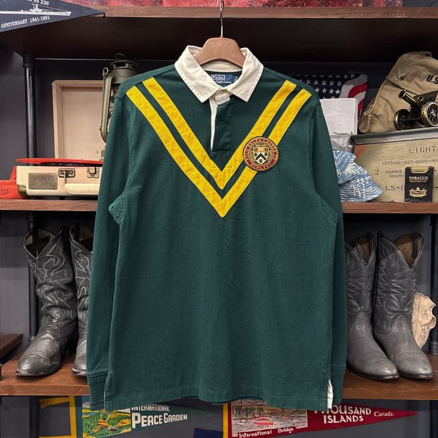 90s 폴로 랄프로렌 V-쉐브론 스트라이프 프레피 와펜 럭비티 N807