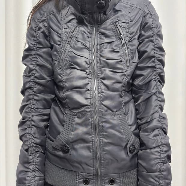 dark silver shirring jacket