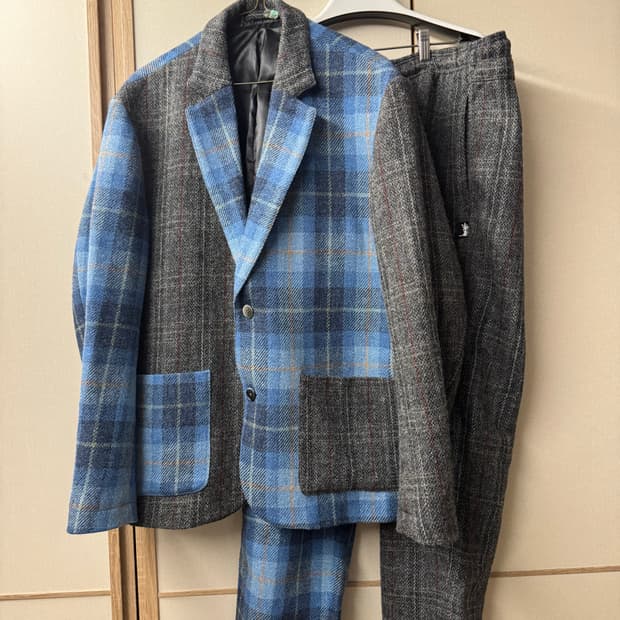 스투시 x 해리스트위드 체크 셋업