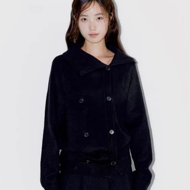 오피쉬 가디건 TWIN BUTTON CARDIGAN, BLACK