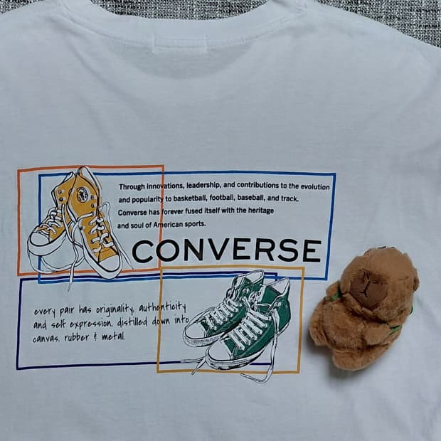 [L] 컨버스(CONVERSE) 미노야 일본 라이선스 백프린팅 반팔티