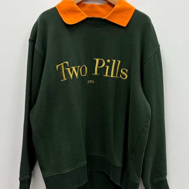 스튜디오톰보이 배색 카라 맨투맨 그린