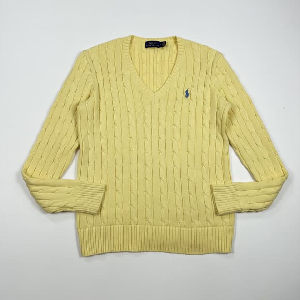 폴로 랄프로렌 여성 브이넥 케이블 니트 여성S