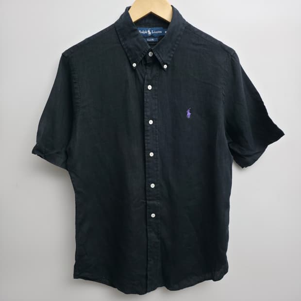 [M] 폴로 랄프로렌 블랙 린넨 반팔 셔츠