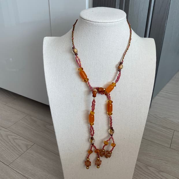 빈티지 롱 비즈 목걸이