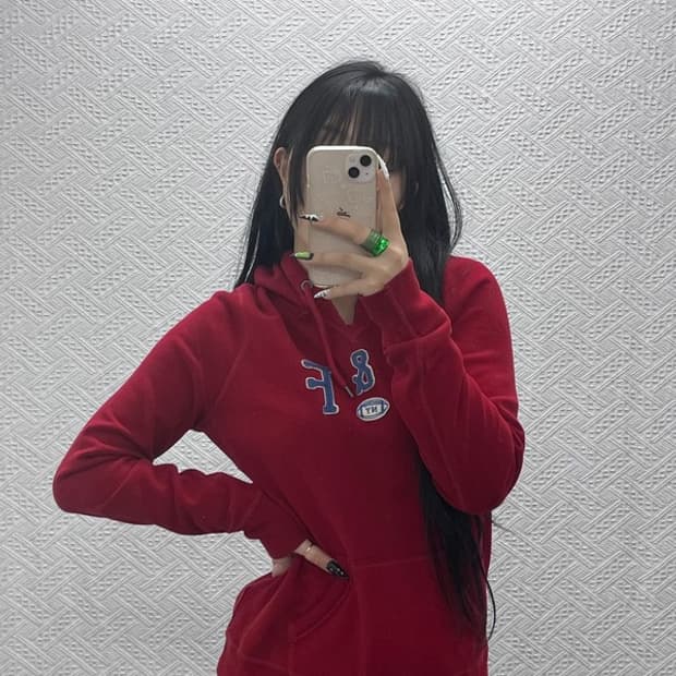 아베크롬비 Y2K 00's 딥레드 슬림핏 약기모 후드티 L C08536