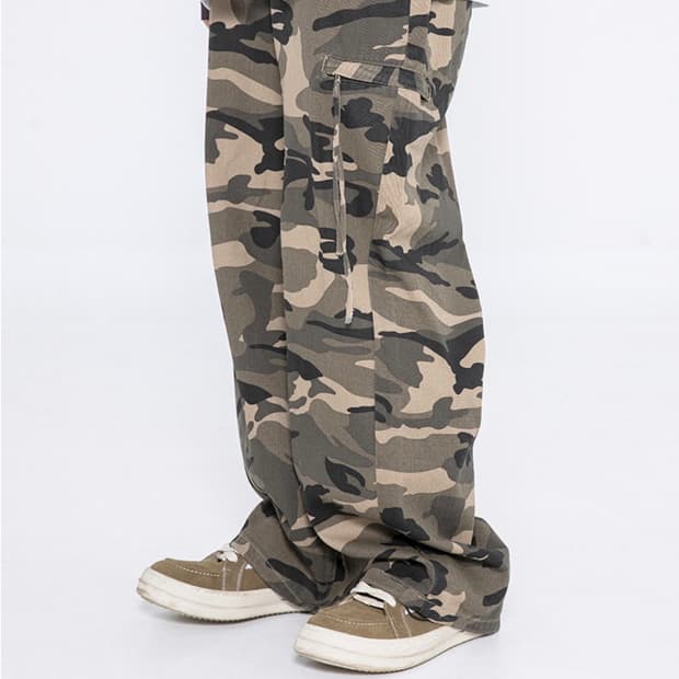 엑스톤즈 XP186 카모 스트랩 와이드 코튼 팬츠 (BROWN)