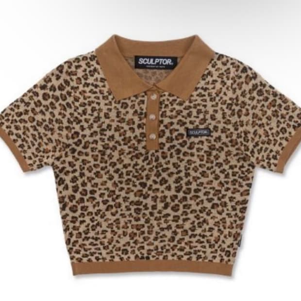 스컬프터 레오파드 크롭 카라반팔