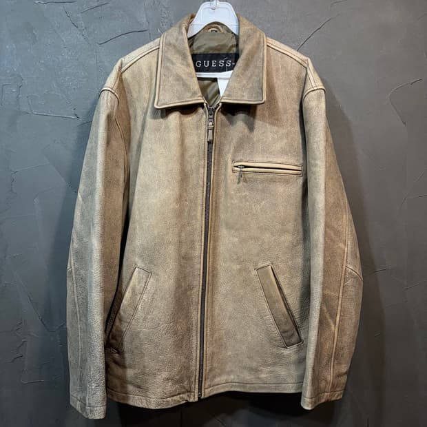 [M] GUESS 게스 빈티지 워싱 가죽 자켓