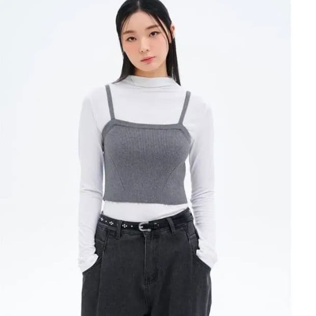 에잇세컨즈 더블 스트랩 니티드 뷔스티에 그레이s