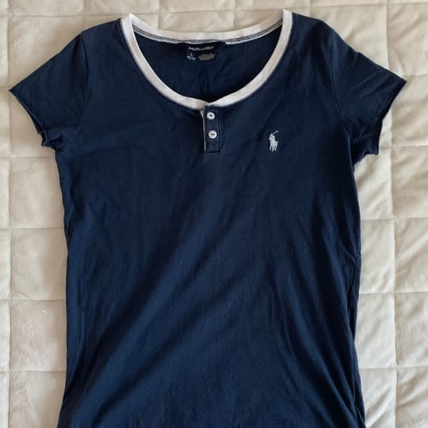 폴로 배색 헨리넥 티셔츠