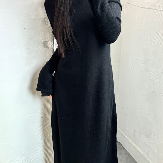 Yohji Yamamoto 요지야마모토 블랙 후드 롱 원피스