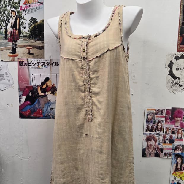 JPN 모리걸 베이지 버튼 원피스