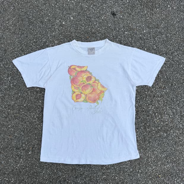 90s Made In USA 델타코튼 복숭아 티셔츠 L