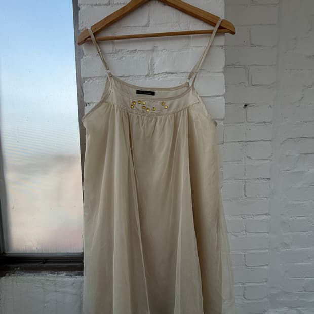 #5 Beaded Cream Babydoll Dress