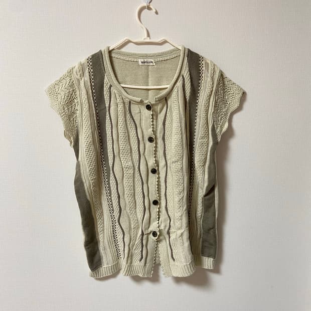 일본 빈티지 모리걸 레이스 셔링 반팔 가디건