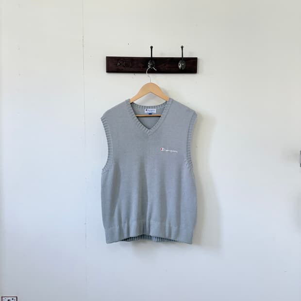빈티지 챔피온 니트 조끼 L