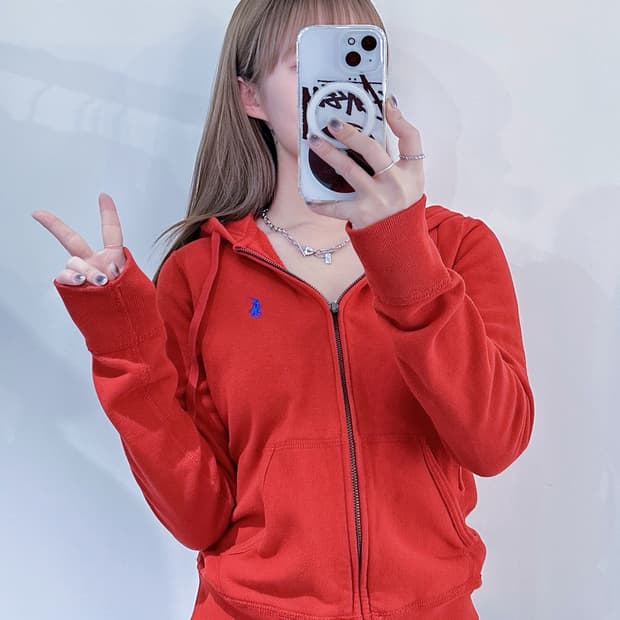 폴로랄프로렌 레드 포니 후드집업