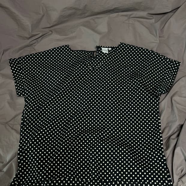 빈티지 도트 브이넥 반팔 블라우스 모리걸 아오이유우