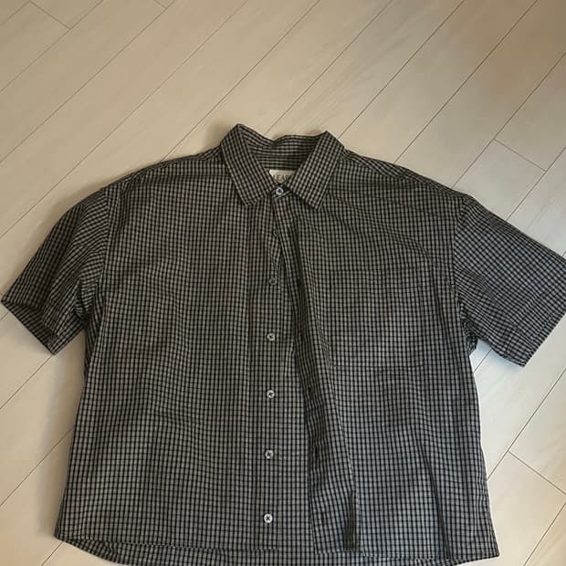 르아브 체크 크롭 셔츠