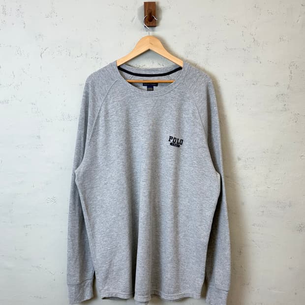 폴로랄프로렌 스펠 로고 와플 니트 그레이