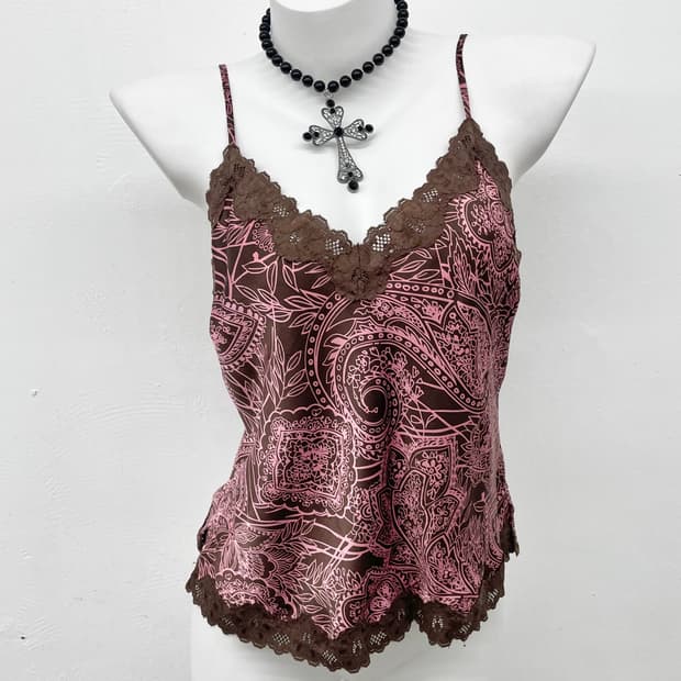 오리엔탈 새틴 레이스 슬립