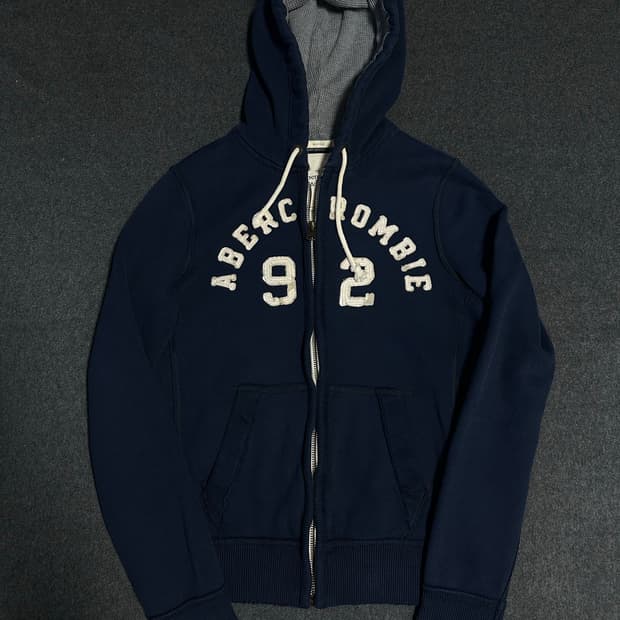 아베크롬비 자수 로고 네이비 후드집업
