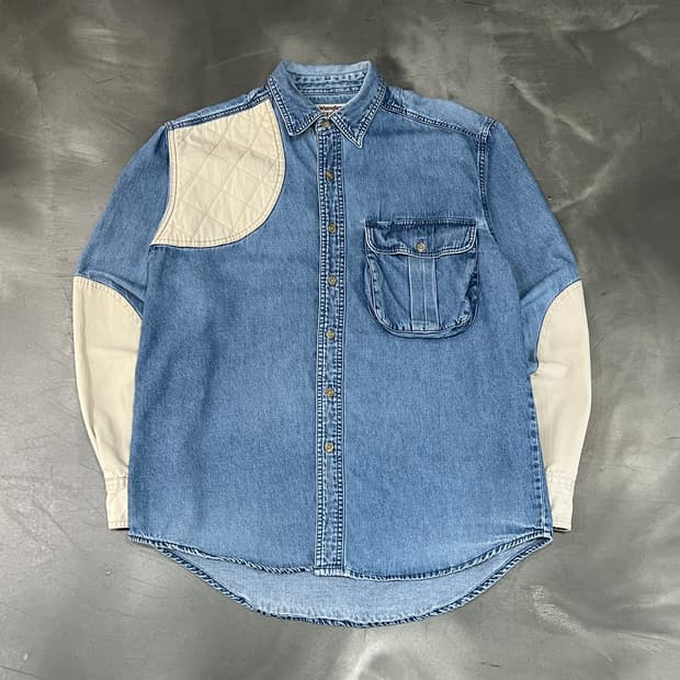  랭글러 배색 워크 데님셔츠 y16133