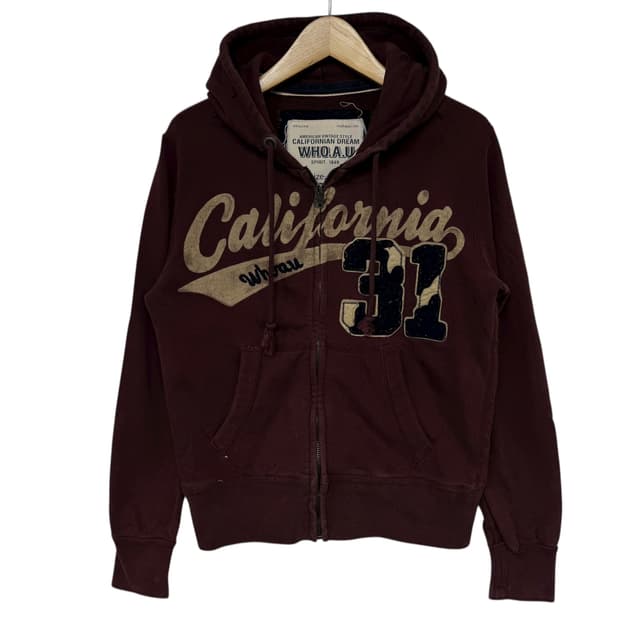 후아유 로고 후드집업 버건디