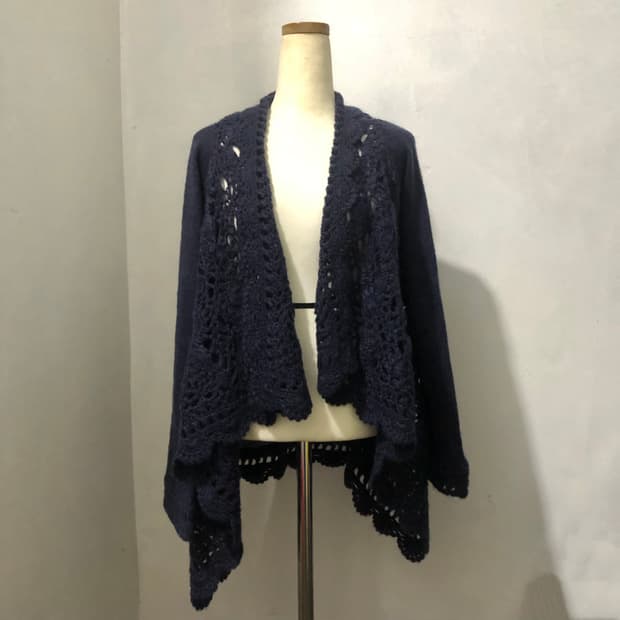 enc 네이비 케이프 니트 가디건 빈티지