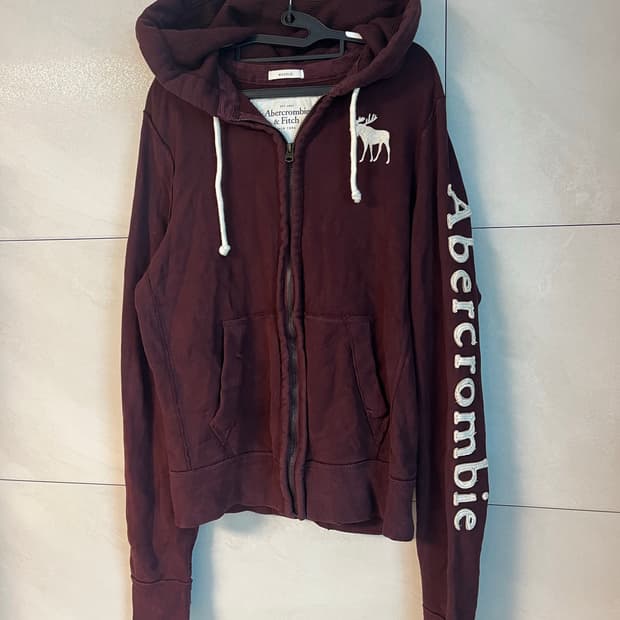 아베크롬비 화이트 순록 대장 후드집업  버건디 (M)